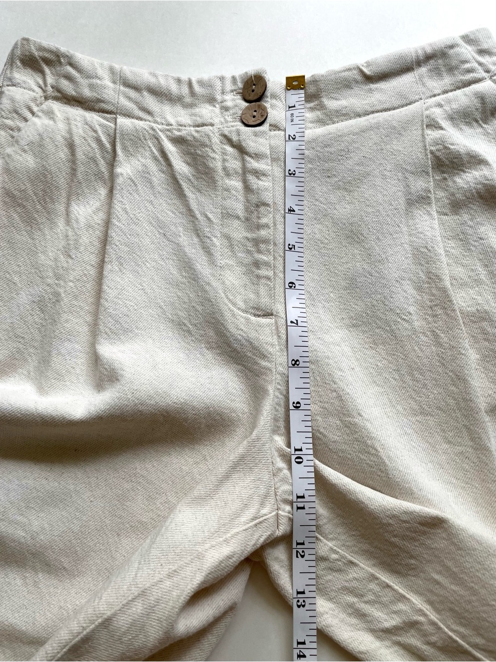 ZARA Cotton Linen High Rise Wide Leg Pant Beige (Altered) - Picture 9 of 11